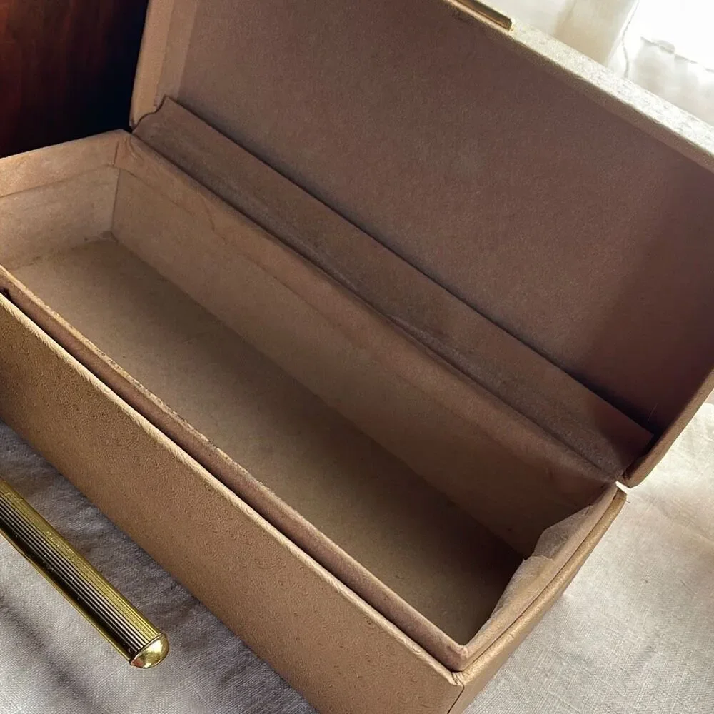 VTG Midcentury vanity set Art Nouveau styles brush & mirror in box.